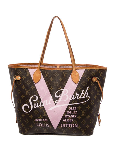 $2800 2015 Louis Vuitton Monogram Saint Barth V Neverfull MM Light Pink