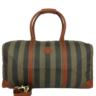$2500 Fendi Pequin PVC Boston Travel Bag