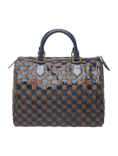 $2700 2013 Louis Vuitton Damier Paillettes Speedy 30 Blue SR2123