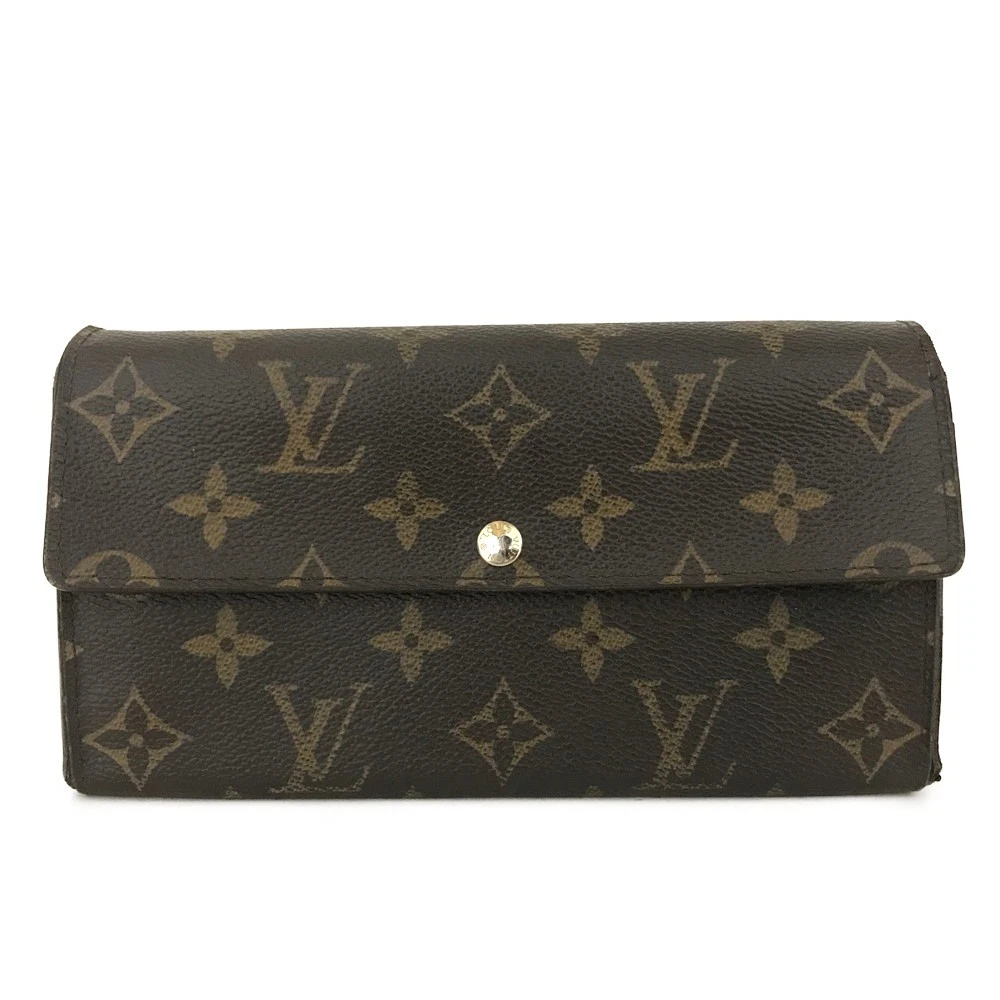 $725 2007 Louis Vuitton Monogram Portefeiulle Sarah Long Bifold Wallet Brown SD2027