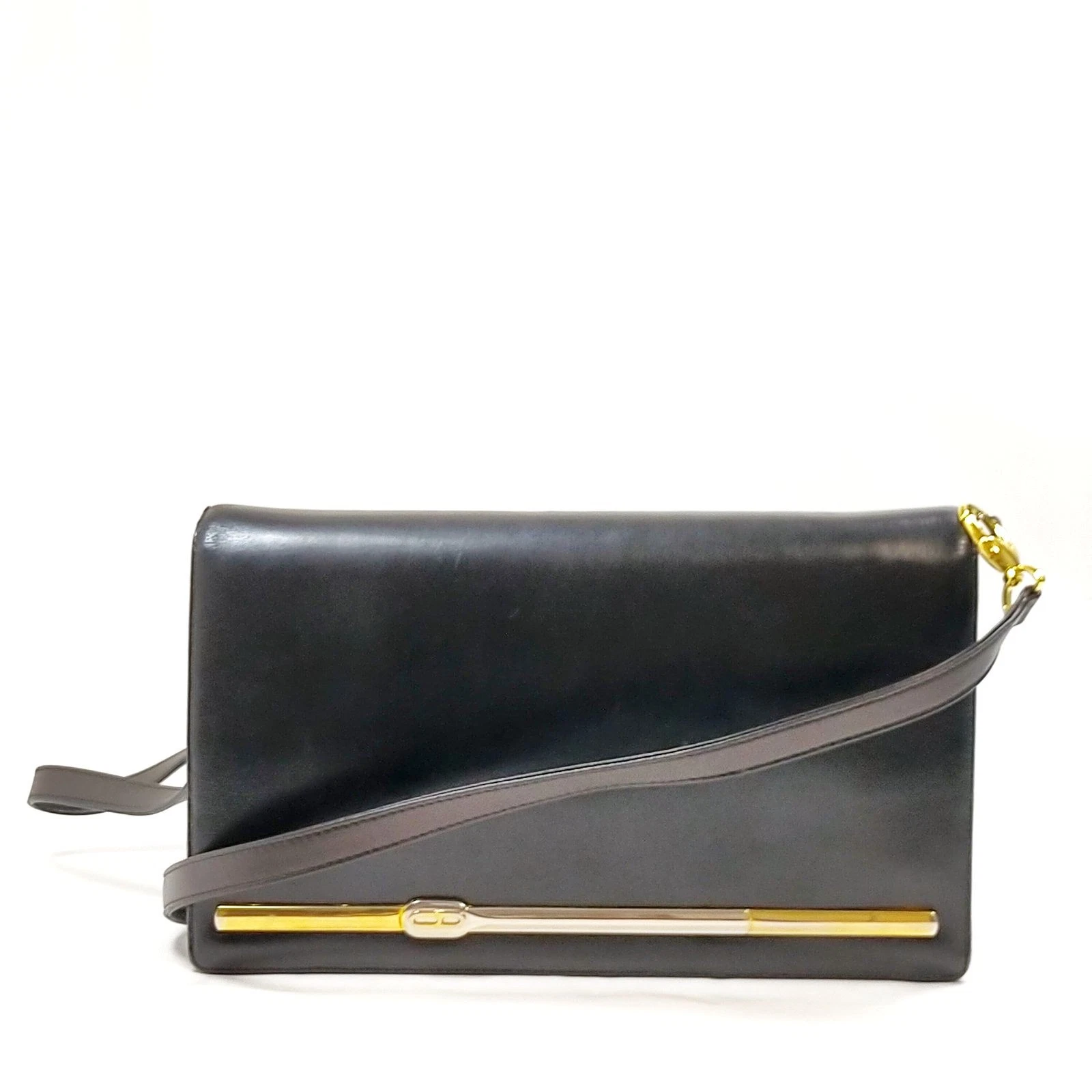 $1290 Christian Dior Shoulder Bag Black Leather