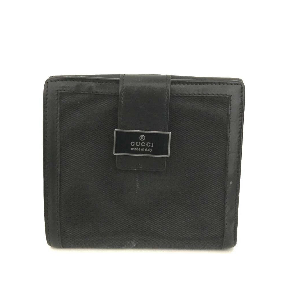 GUCCI Logo Canvas Bifold Wallet Purse Black
