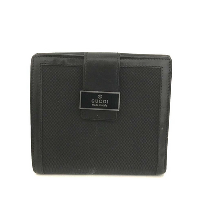 GUCCI Logo Canvas Bifold Wallet Purse Black
