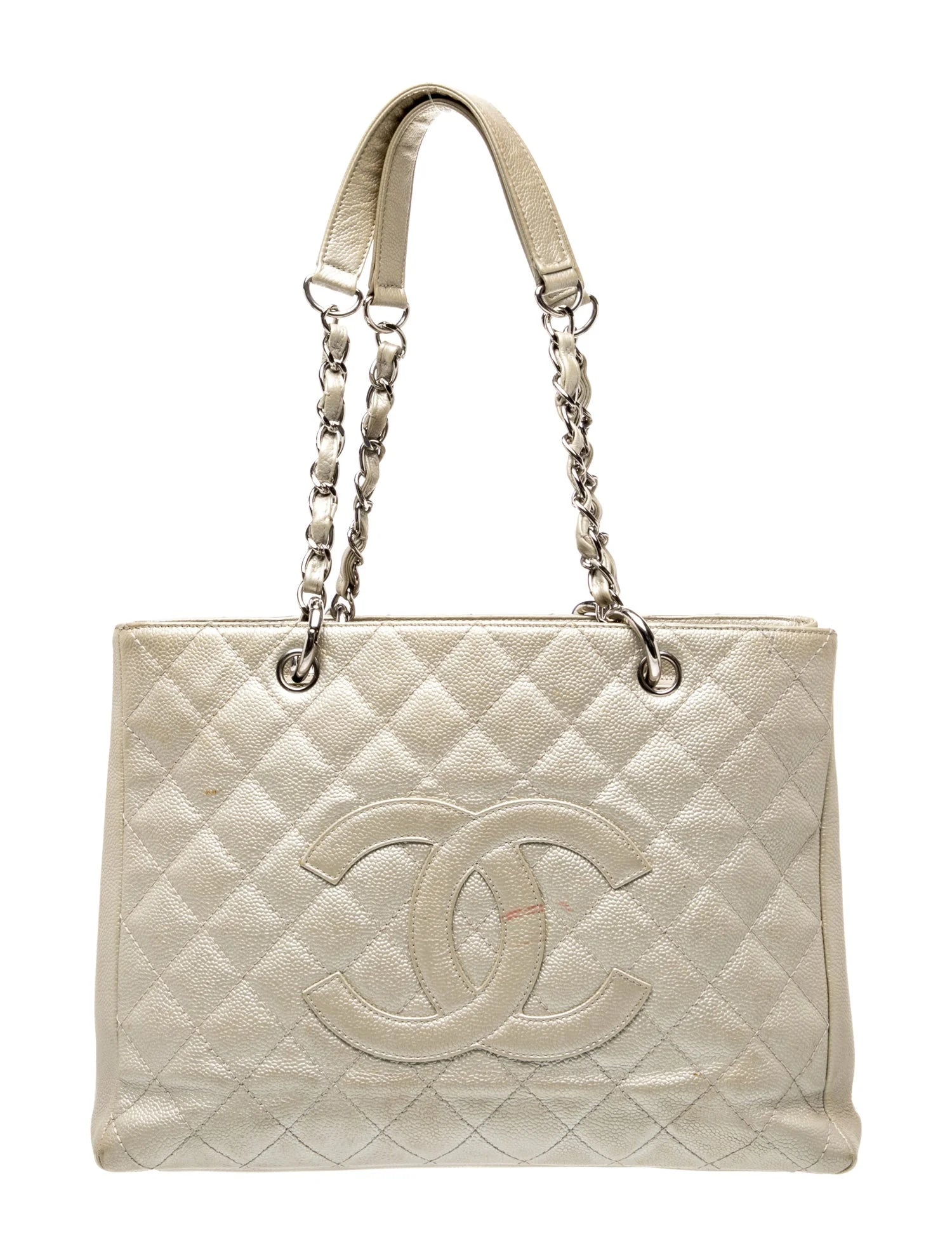 $2900 2006 Chanel Caviar Grand Shopping Tote GST Light Gold