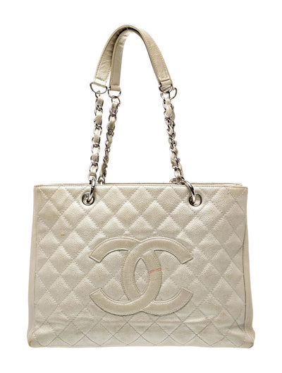 $2900 2006 Chanel Caviar Grand Shopping Tote GST Light Gold