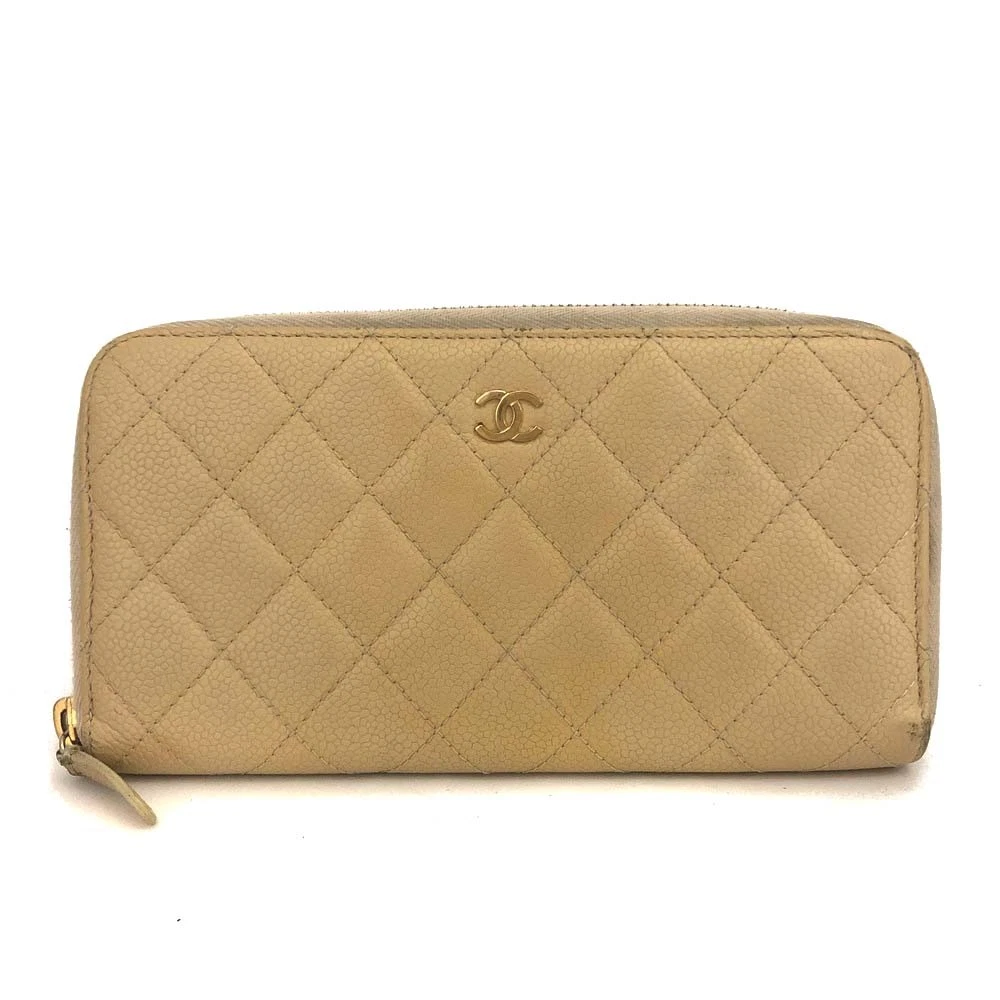 $925 2011 CHANEL CC Quilted Grained Calf Skin Zippy Long Wallet 15394087