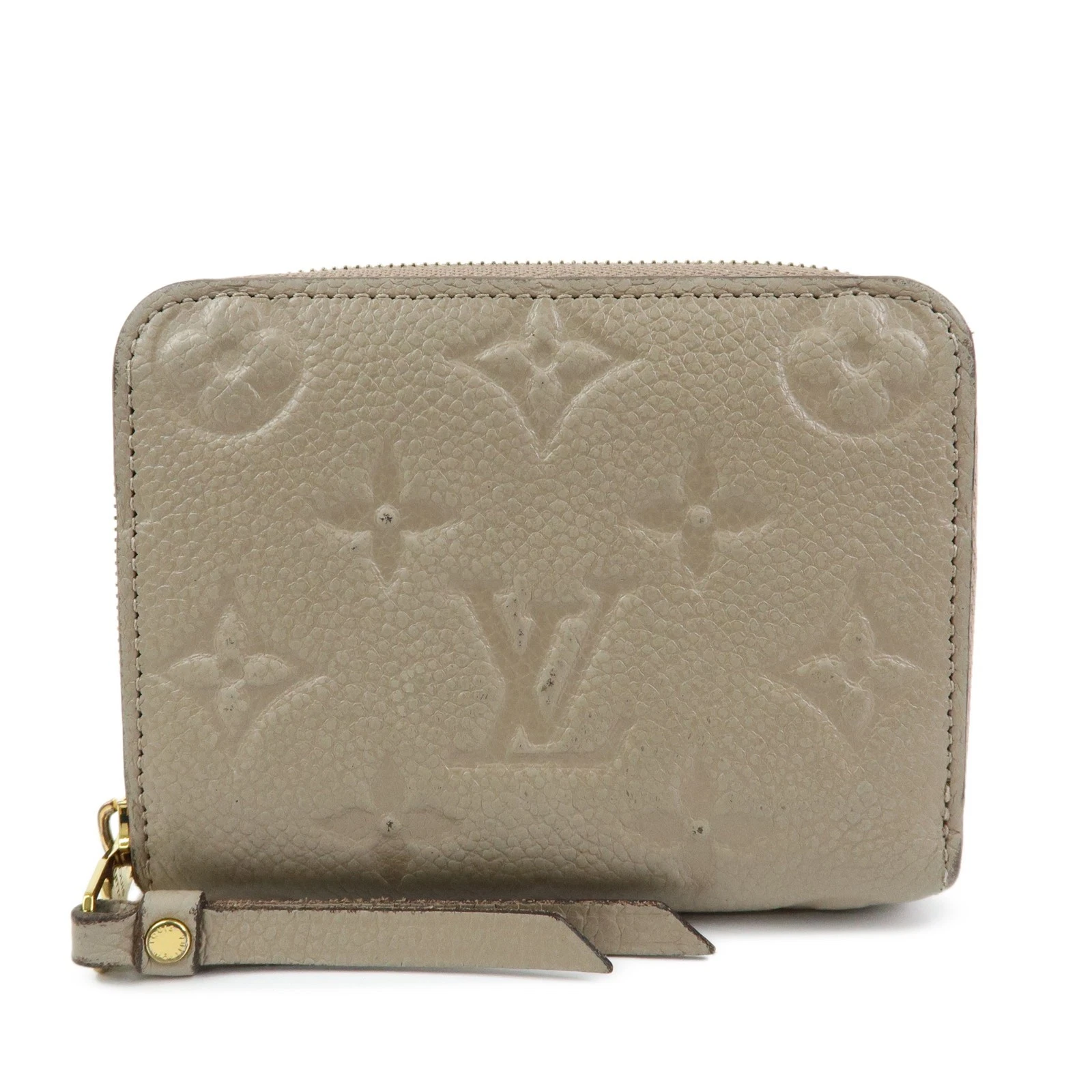 $760 Louis Vuitton Monogram Empreinte Round Zippy Coin Case Beige RFID