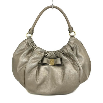 $950 Salvatore Ferragamo Vara Leather Hand Bag Gold