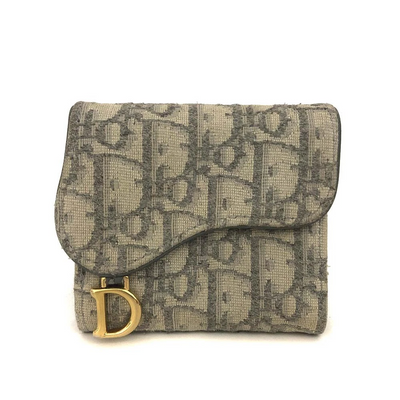 $690 Christian Dior Saddle Oblique Trotter Canvas Trifold Wallet