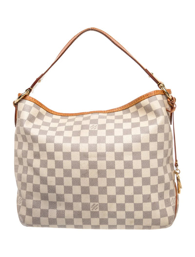 $1250 Louis Vuitton Damier Azur Delightful PM Rose Ballerine