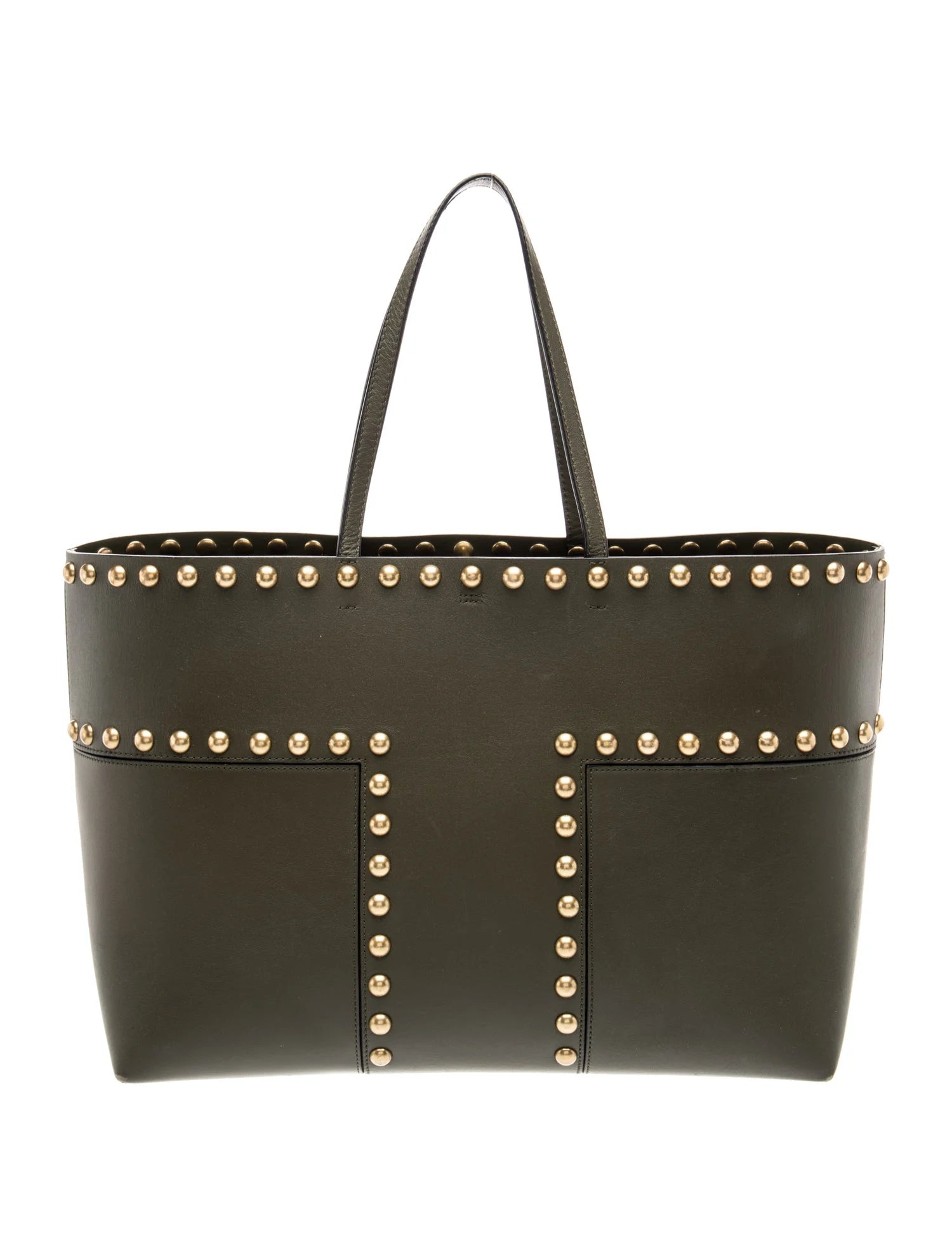 $448 Tory Burch T Studded Tote Olive Green