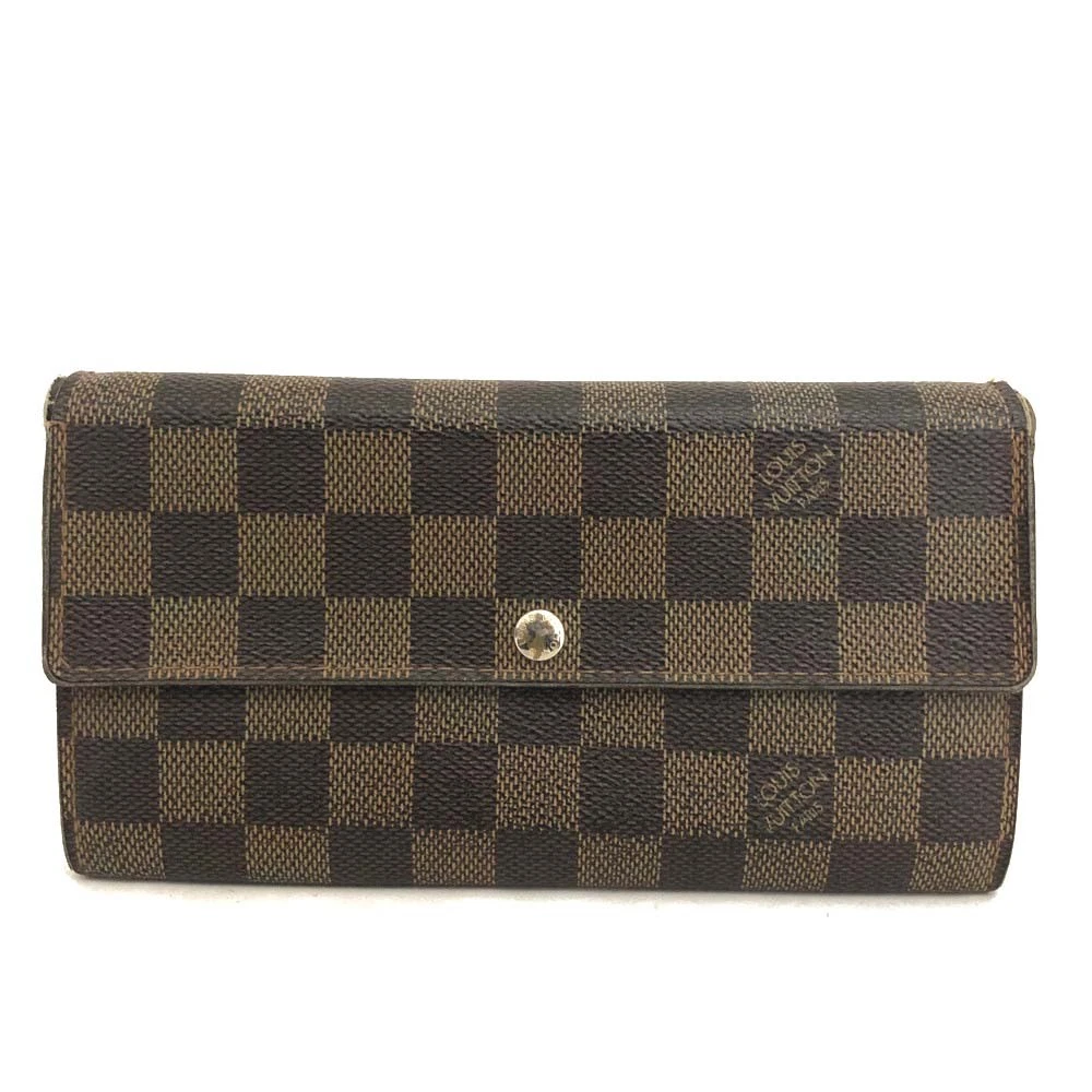 Louis Vuitton Damier Porte Feuille Sarah Long Bifold Wallet Brown CA0096