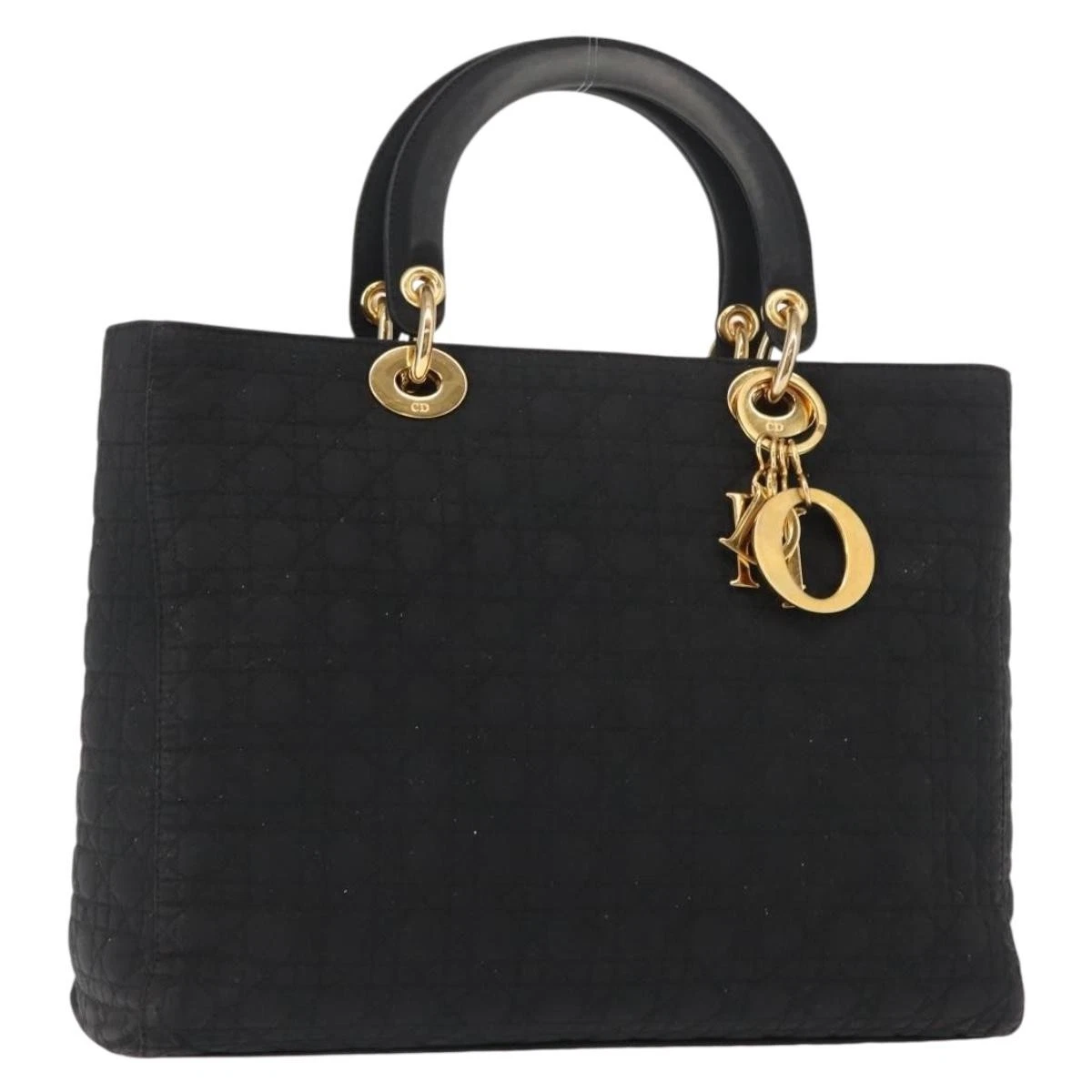 $4900 Christian Dior Nylon Cannage Large Lady Dior Black
