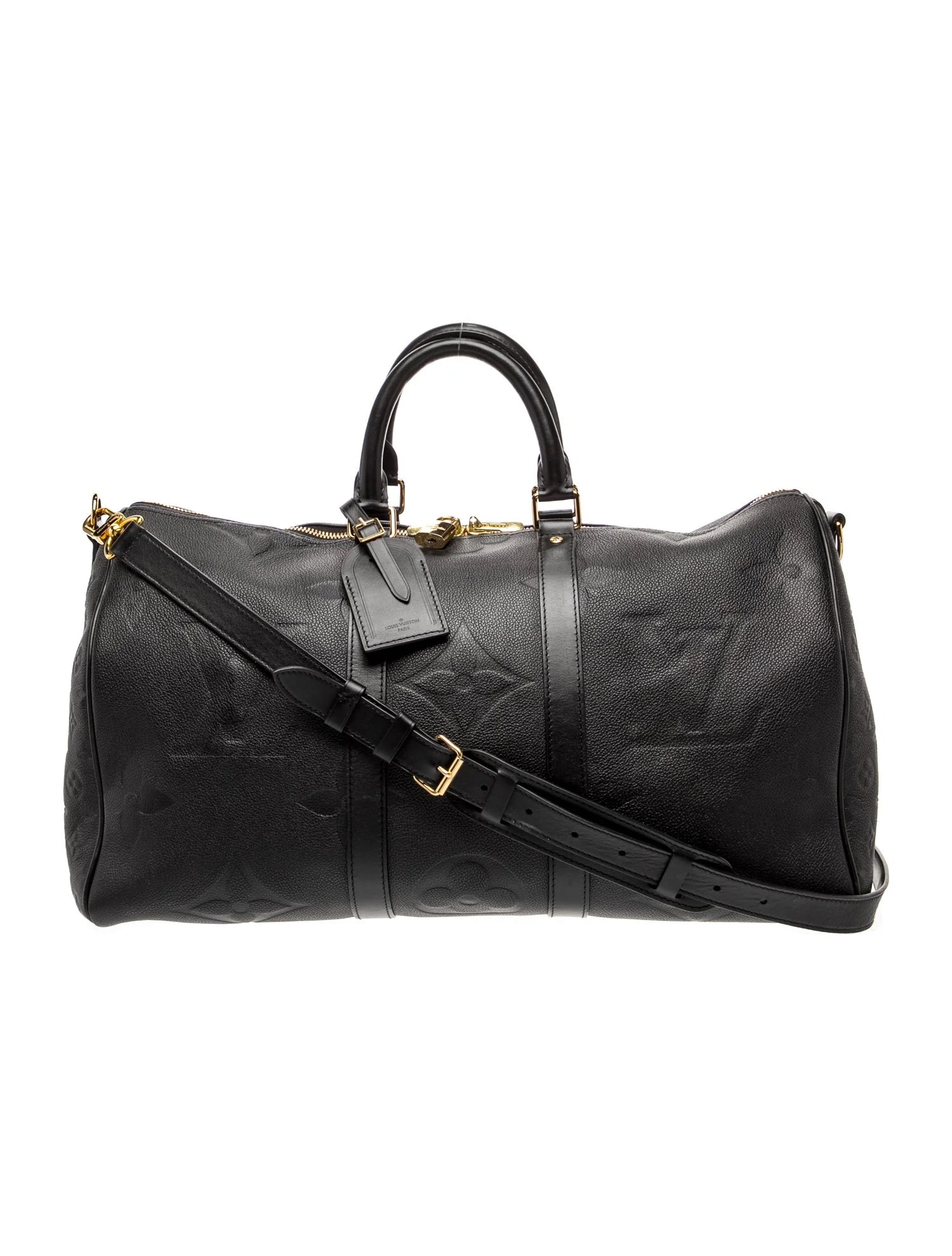 $3900 Louis Vuitton Empreinte Monogram Giant Keepall Bandouliere 45 Black