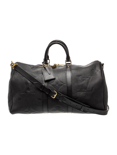 $3900 Louis Vuitton Empreinte Monogram Giant Keepall Bandouliere 45 Black