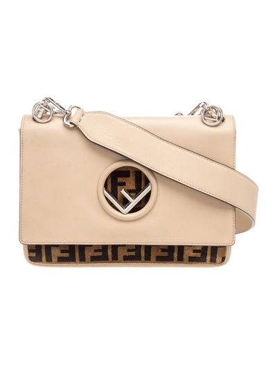 $2890 Fendi Vitello Century F is Fendi Bi-Color FF 1974 Embossed Kan I Shoulder Bag