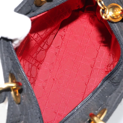$5100 Christian Dior Nylon Cannage Medium Lady Dior Black Gold