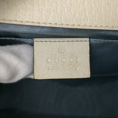 $1980 Gucci Grained Calfskin Bee Star Small Padlock Shoulder Bag White