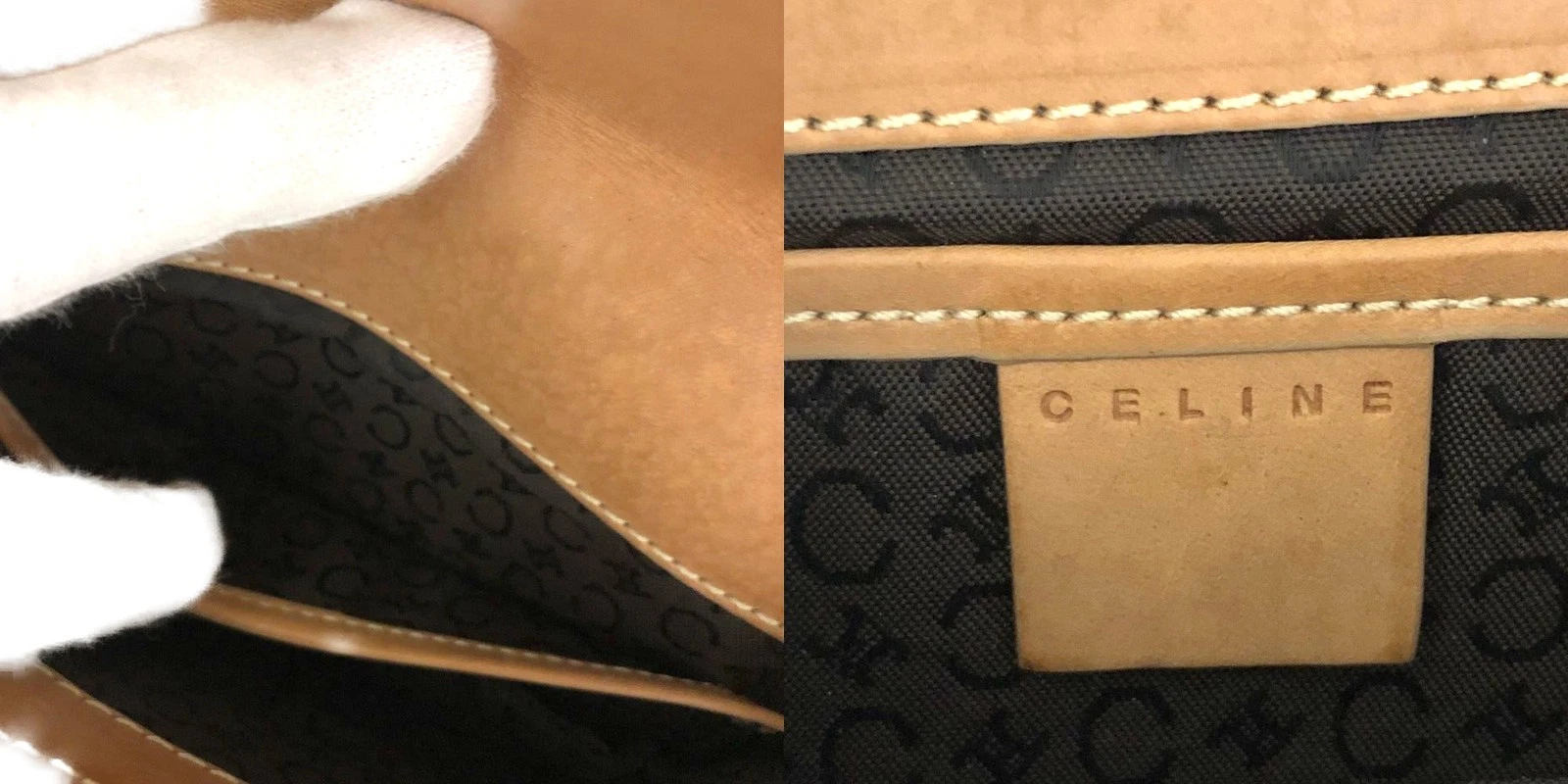 $850 CELINE Macadam C Suede Leather Shoulder Bag Brown
