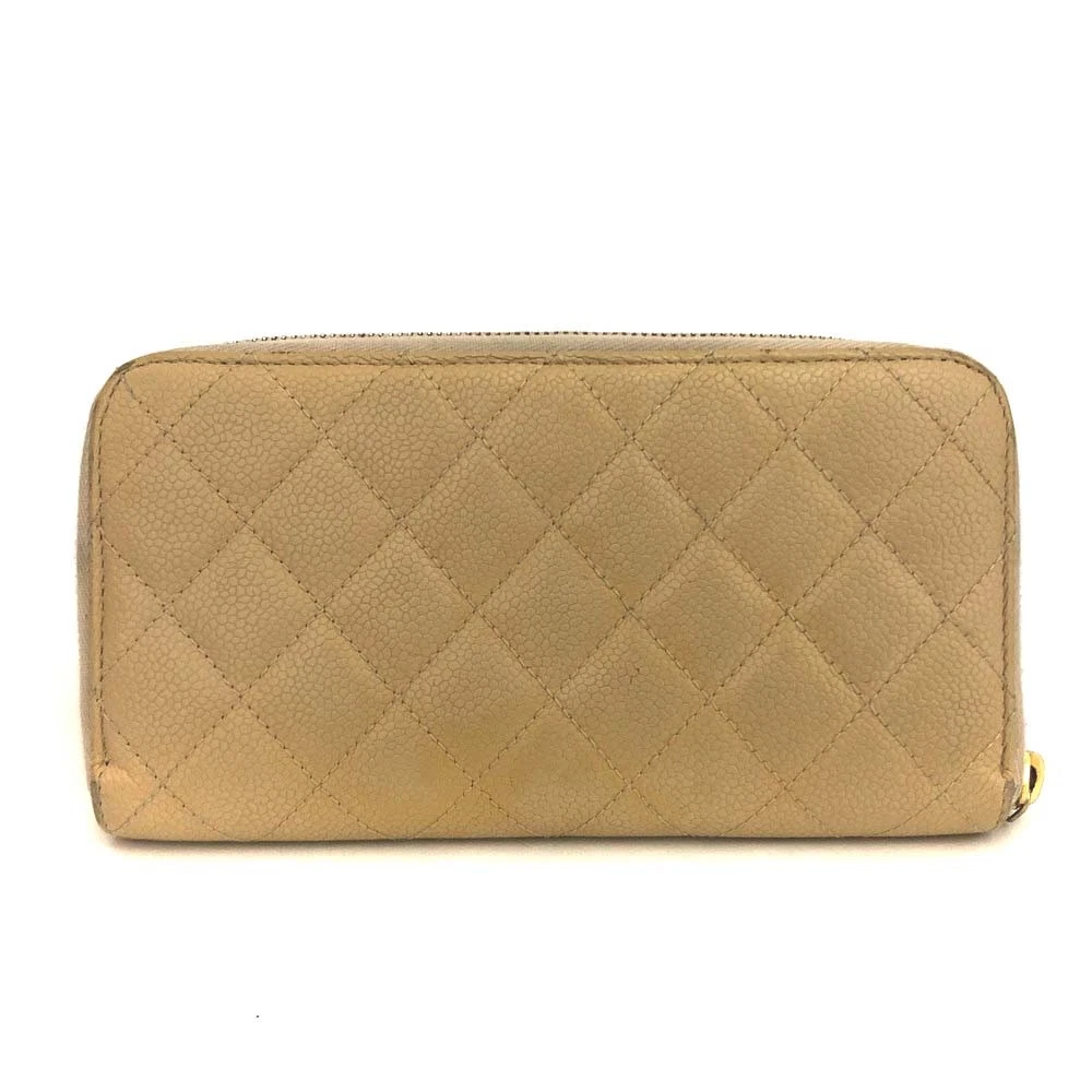 $925 2011 CHANEL CC Quilted Grained Calf Skin Zippy Long Wallet 15394087