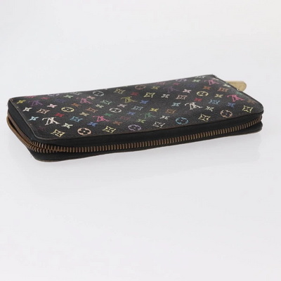 $940 Louis Vuitton Monogram Multicolor Zippy Wallet Black Purple