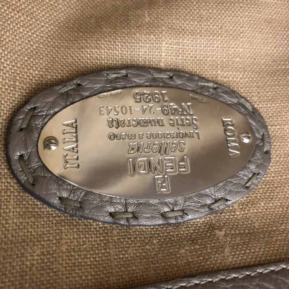 $1600 FENDI Selleria Leather Tote Bag Silver