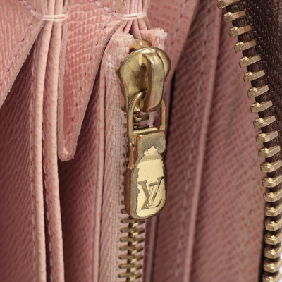 $915 RFID Louis Vuitton Monogram Zippy Wallet Rose Ballerine