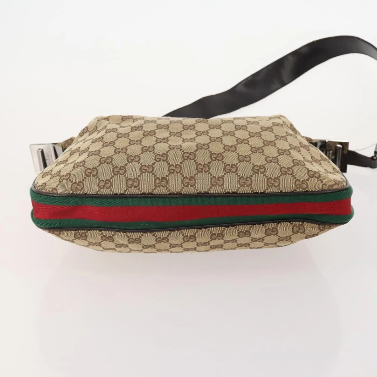 $1580 GUCCI Saddle Zip Messenger Bag GG Canvas with Leather Medium