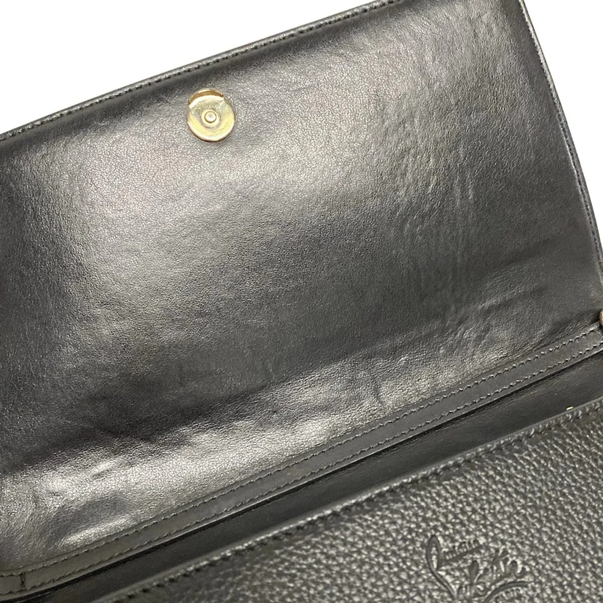 $1450 Christian Louboutin Grained Calfskin Spikes Loubinthesky Paloma Wallet On Chain Black Multimetal