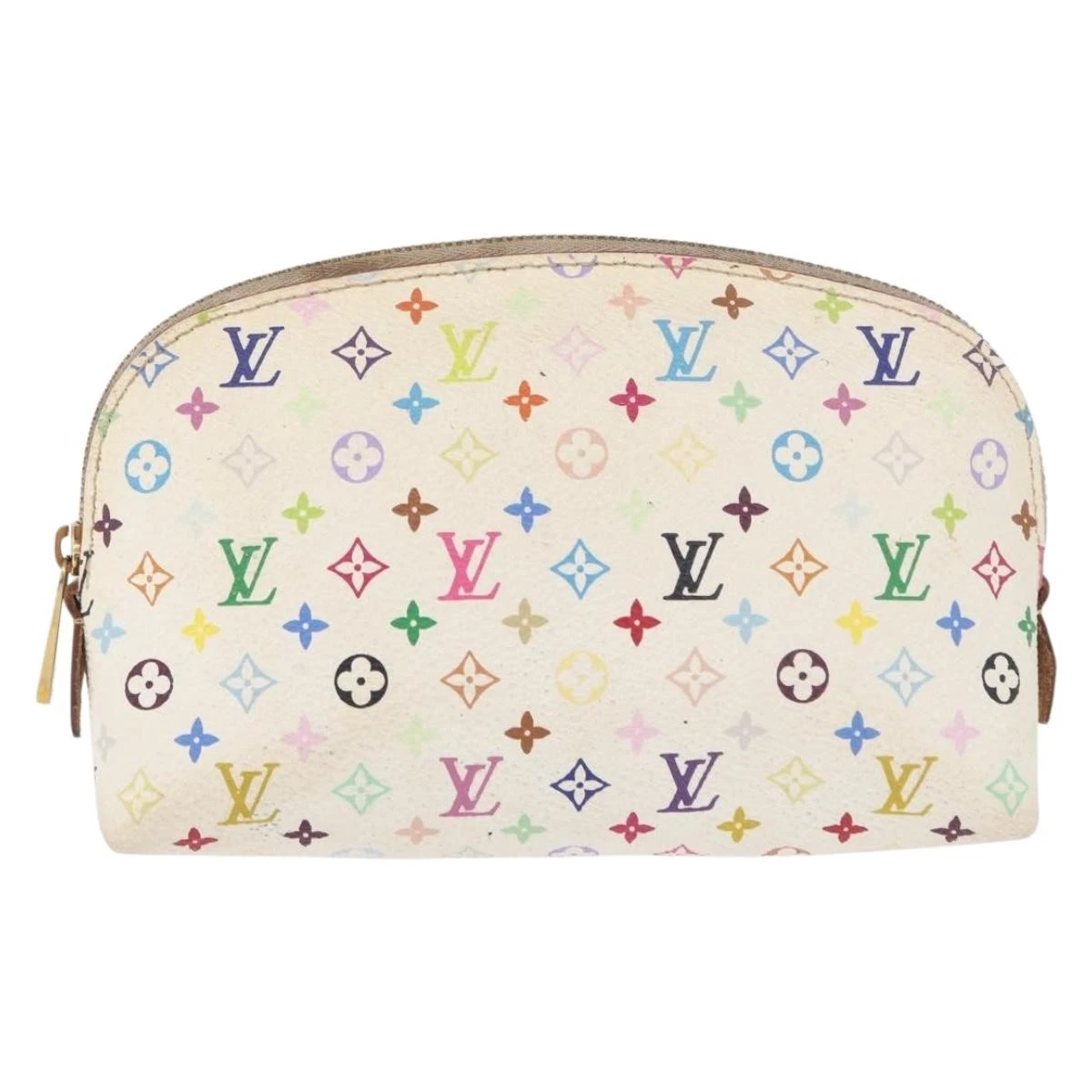 $625 2012 LOUIS VUITTON Monogram Multicolor Cosmetic Pouch White Litchi 2172