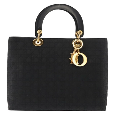 $4900 Christian Dior Nylon Cannage Large Lady Dior Black