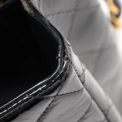 $12800 Chanel Patent Quilted XL Jumbo Single Flap Black