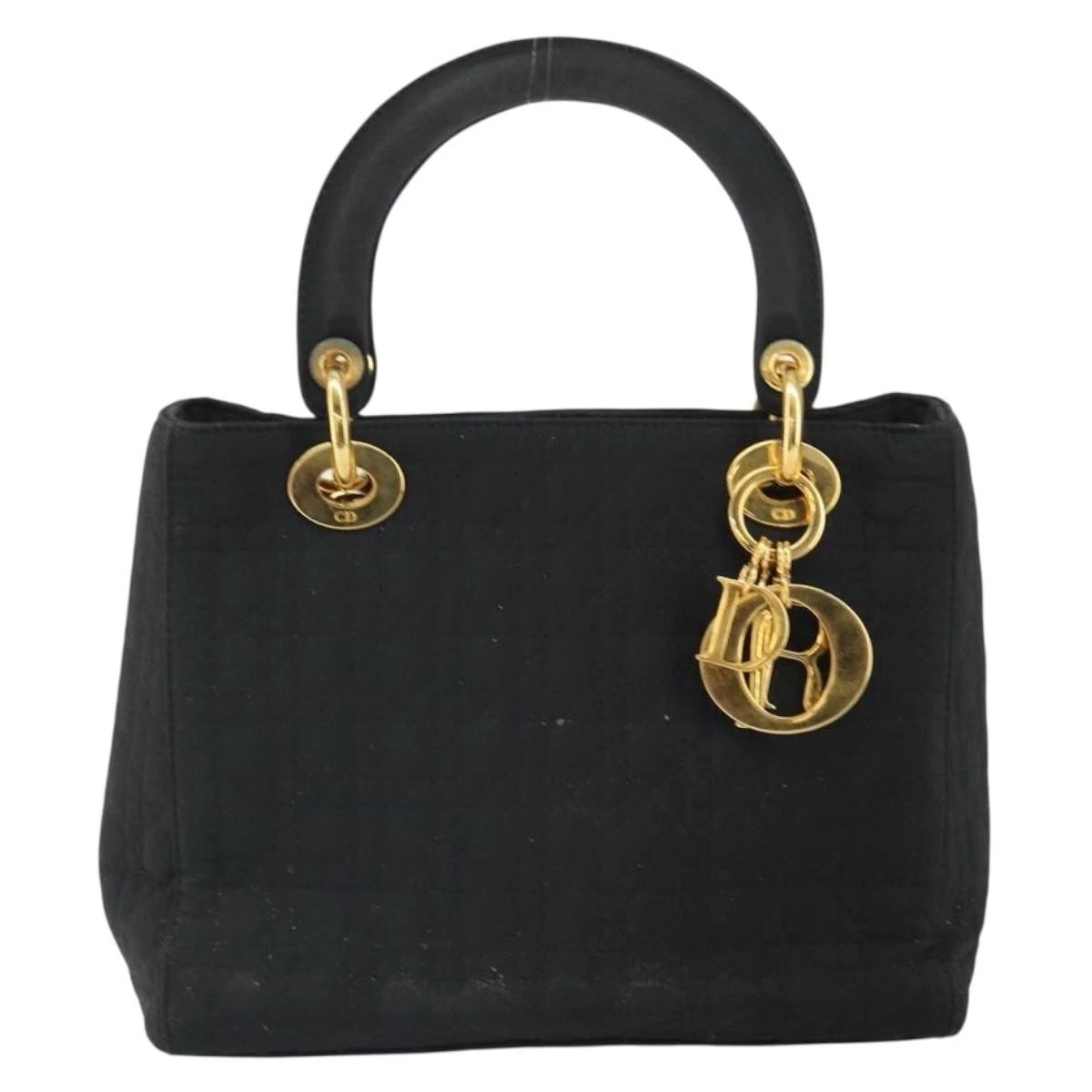 $5100 Christian Dior Nylon Cannage Medium Lady Dior Black Gold