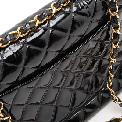 $12800 Chanel Patent Quilted XL Jumbo Single Flap Black