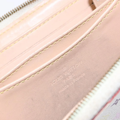 $660 2008 LOUIS VUITTON Monogram Multicolor Zippy Coin Purse Wallet White TH0098