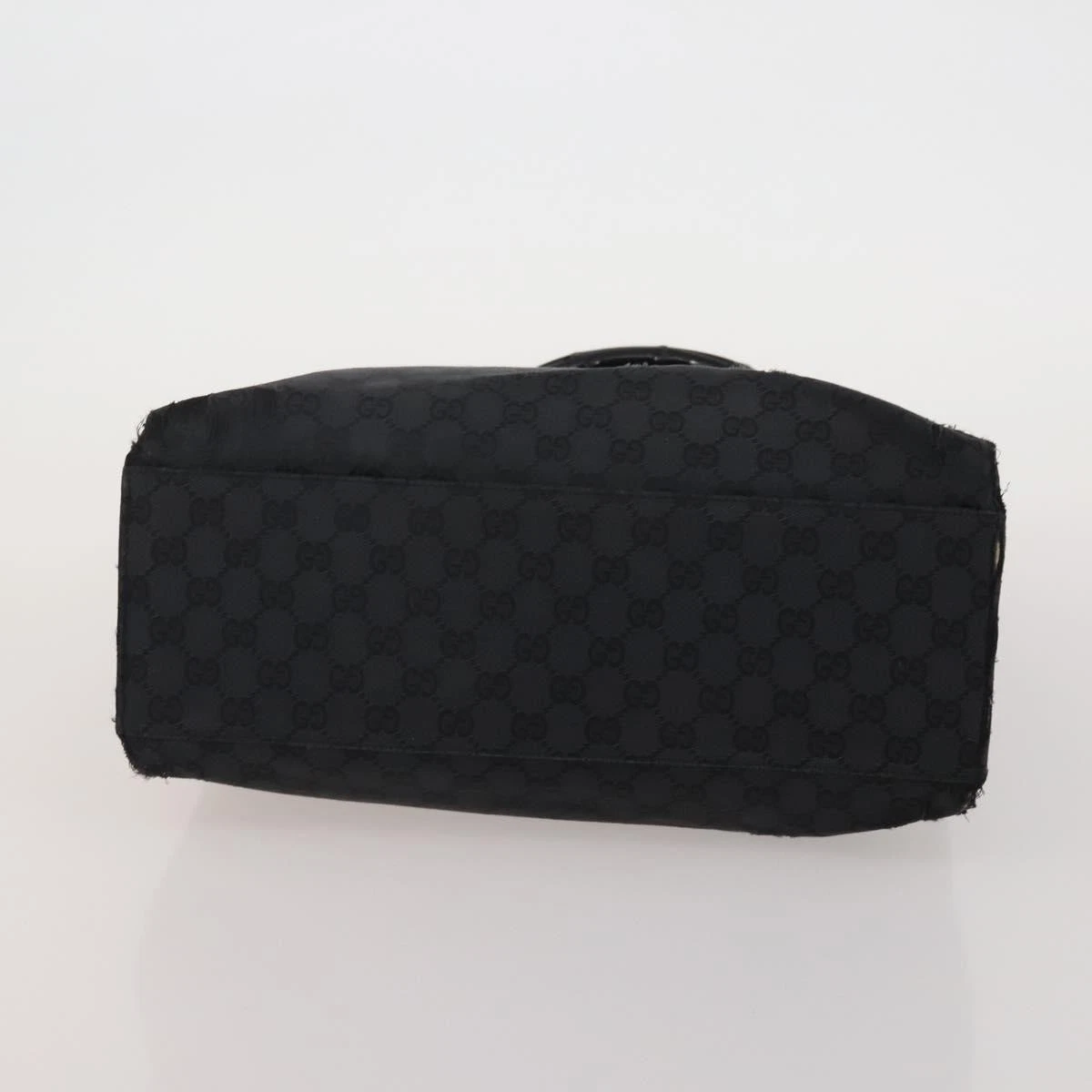 $1100 GUCCI GG Canvas Bamboo Top Handle Black Hand Bag