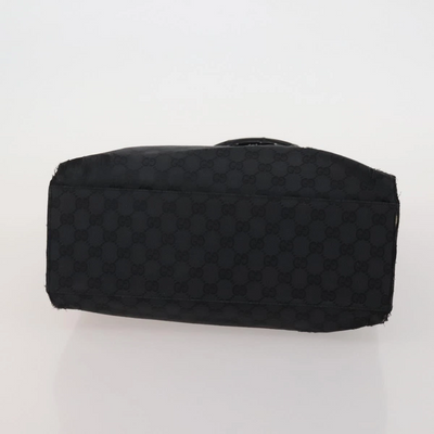 $1100 GUCCI GG Canvas Bamboo Top Handle Black Hand Bag