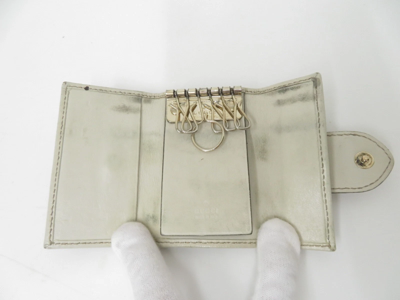 $320 2013 Gucci GG Sukey GG Canvas Leather 6-Ring Key Case 282434-2184