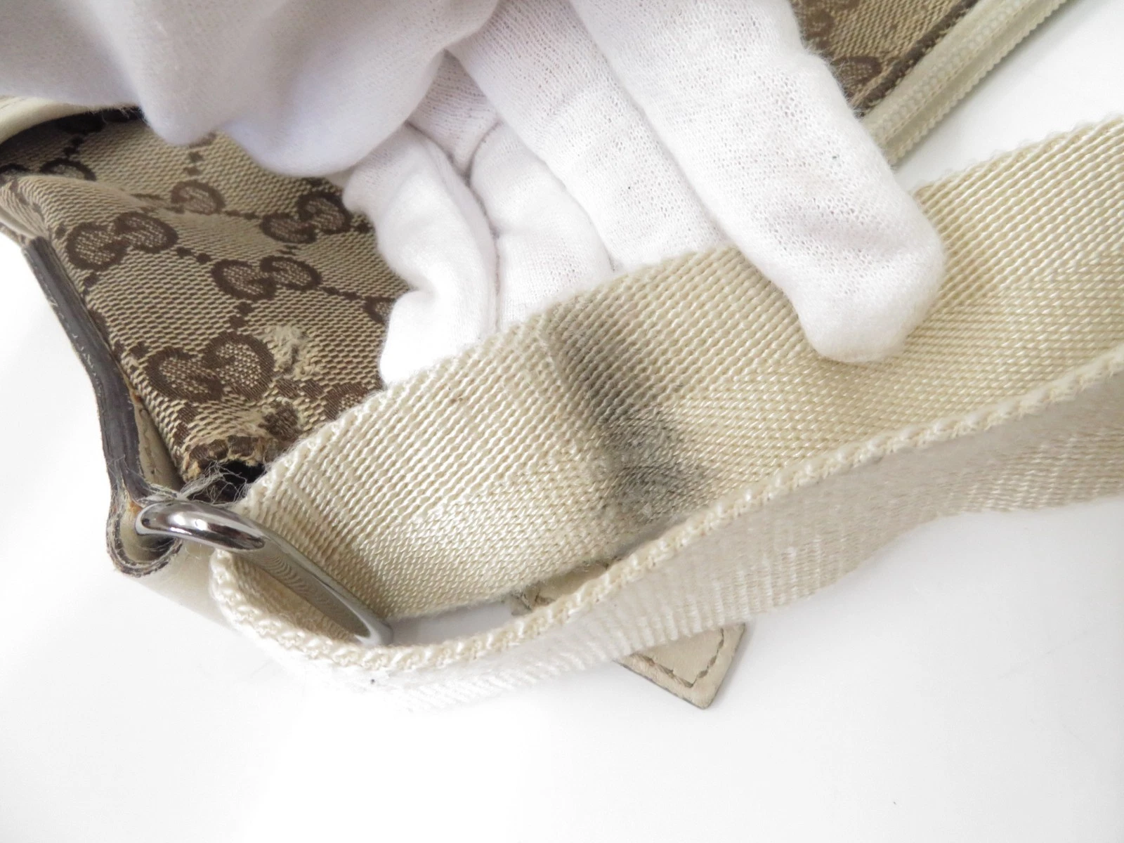 $980 2011 Gucci GG Canvas Leather Shoulder Messenger Bag 145857-200047