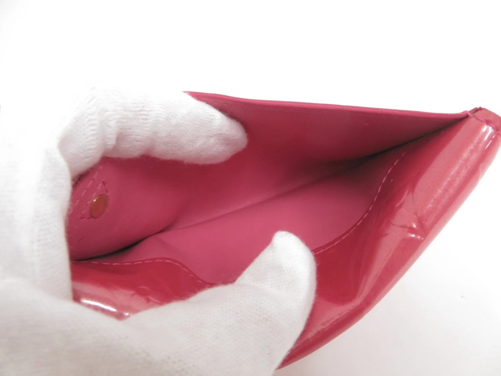 Auth LOUISVUITTON Monogram Vernis Enveloppe Plat Coin Card Case Wallet F#50964