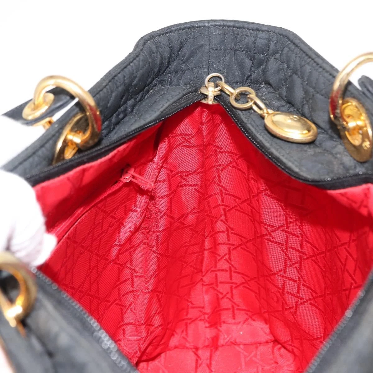 $4900 Christian Dior Nylon Cannage Large Lady Dior Black