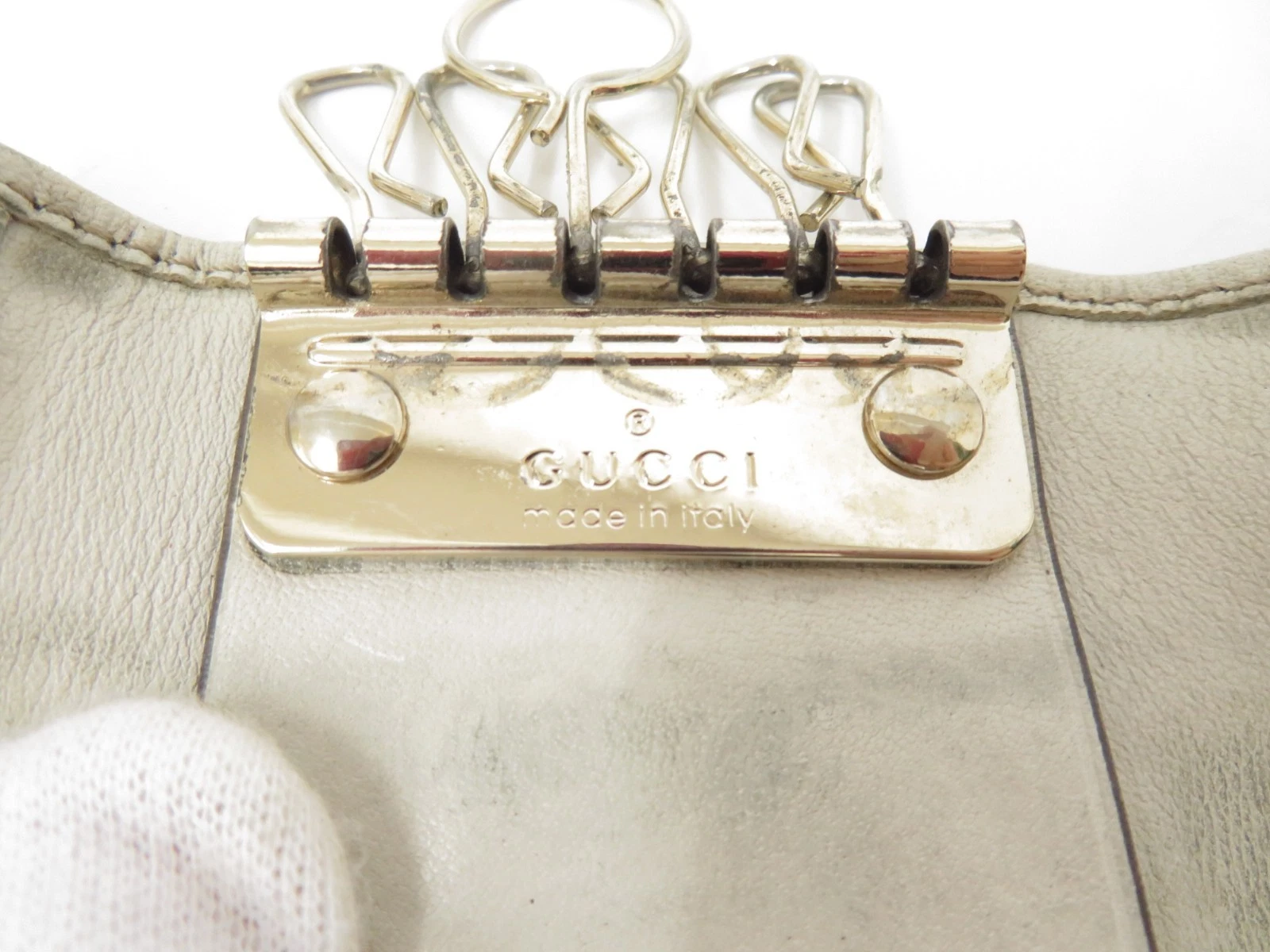 $320 2013 Gucci GG Sukey GG Canvas Leather 6-Ring Key Case 282434-2184