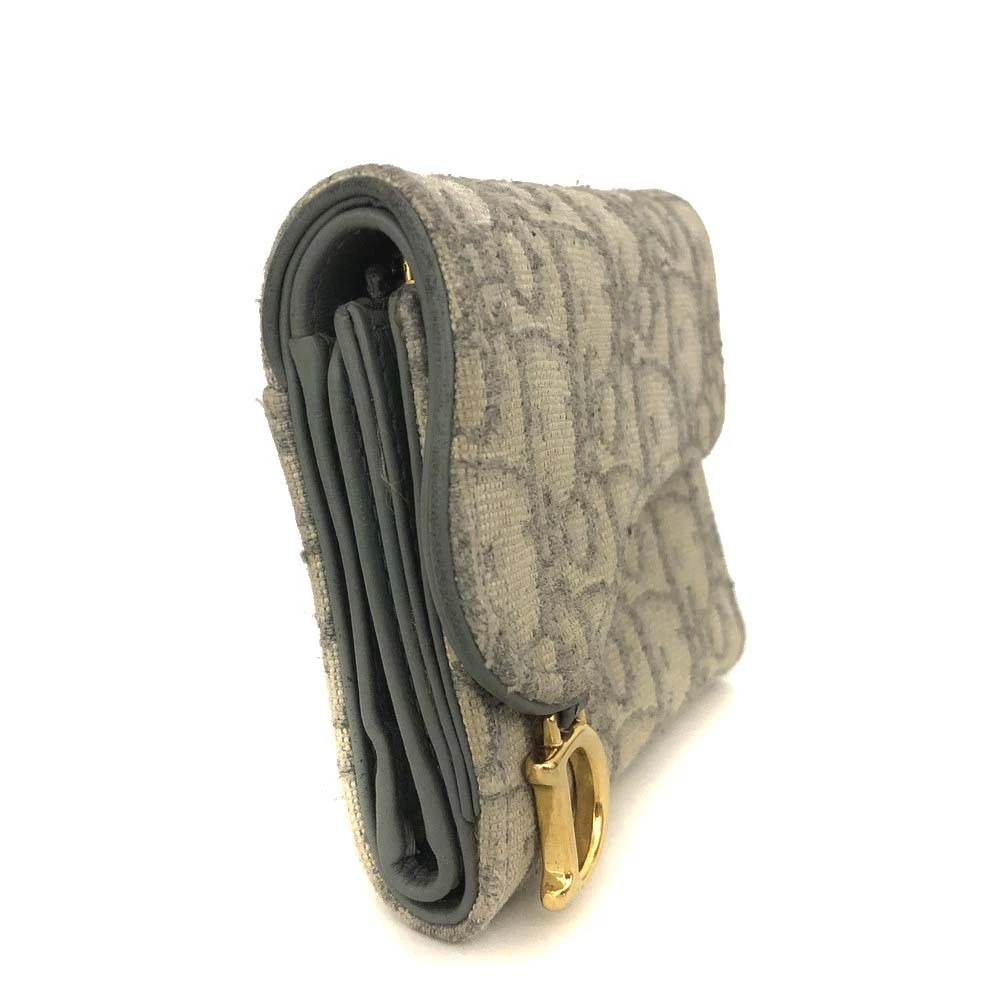 $690 Christian Dior Saddle Oblique Trotter Canvas Trifold Wallet