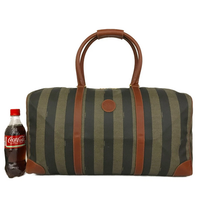 $2500 Fendi Pequin PVC Boston Travel Bag