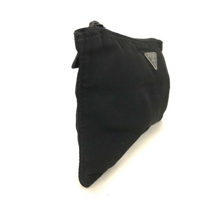 $650 PRADA Logo Plate Nylon Cosmetic Pouch Bag Black