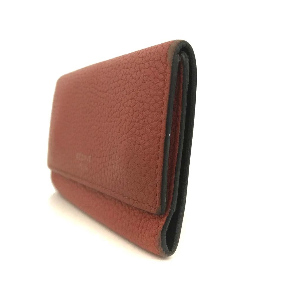 $580 CELINE Logo Leather 6 Ring Key Case Orange