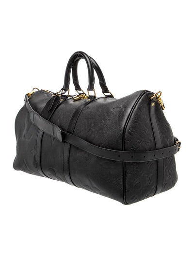 $3900 Louis Vuitton Empreinte Monogram Giant Keepall Bandouliere 45 Black