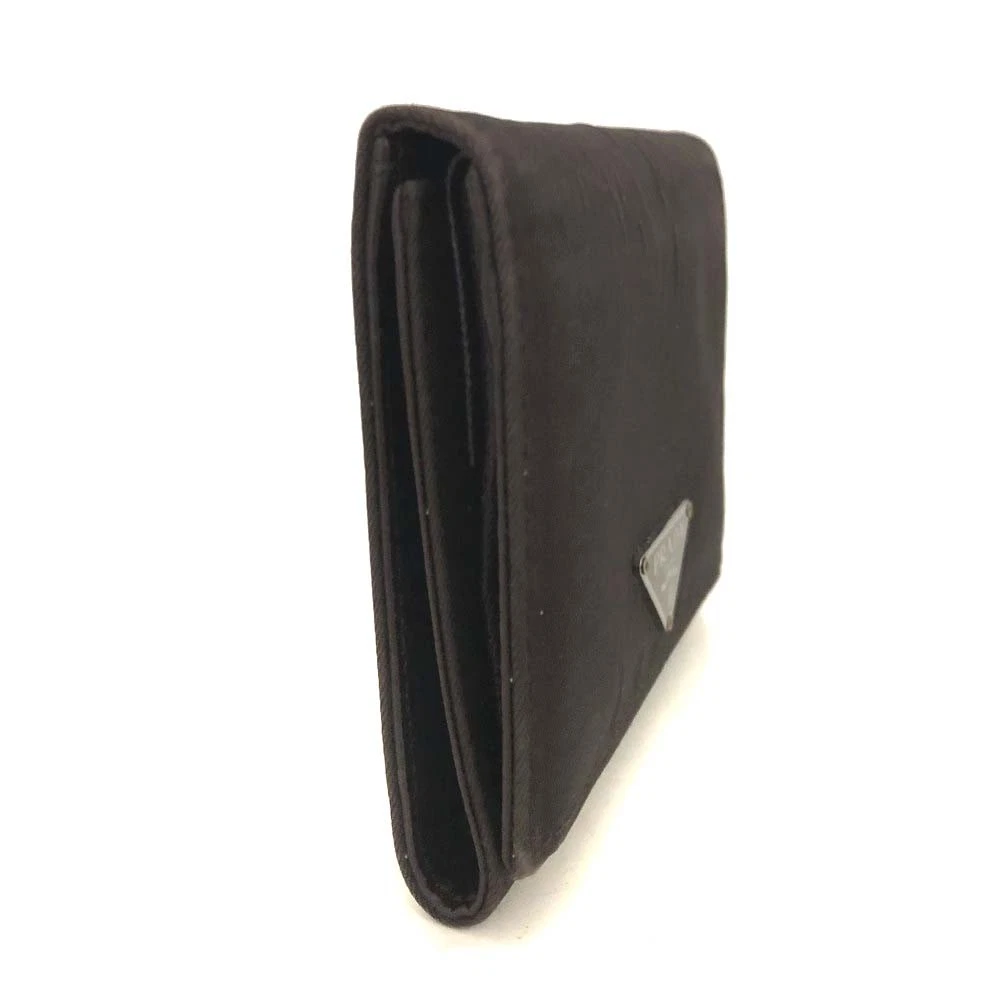 $1070 PRADA Logo Plate Nylon Trifold Wallet Purple 10019596