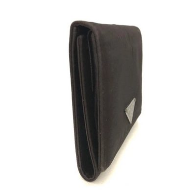 $1070 PRADA Logo Plate Nylon Trifold Wallet Purple 10019596