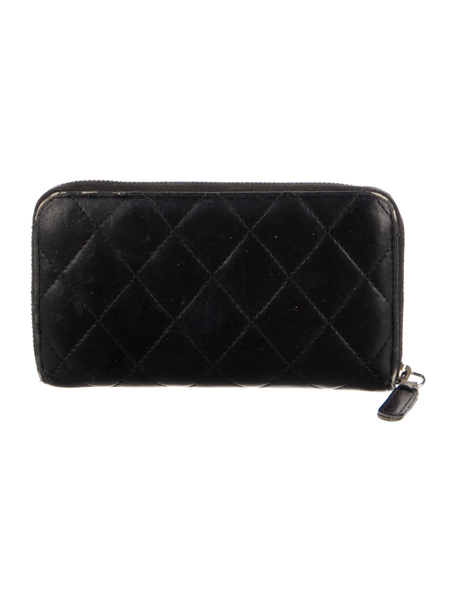 $1150 2018 Chanel 18K Lucky Charms Zip Around Long Wallet Black